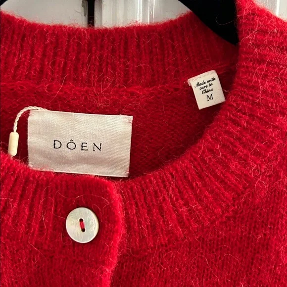 DOEN Scarlet Red Cardigan Sweater - Picture 2 of 3